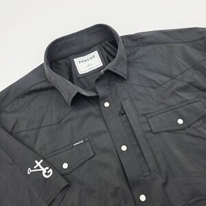 Poncho Short Sleeve Western Pearl Snap Shirt Size XL Regular Outdoor Back Vent